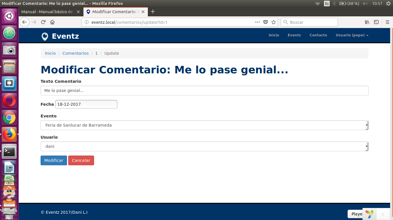Modificar comentario